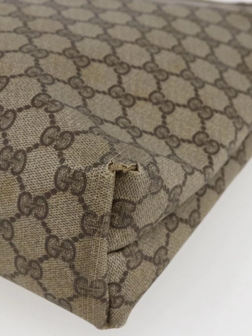 GUCCI GG Supreme Web Sherry Line Tote Bag PVC Beige Gold 40 02 003 Auth bs33280 - Picture 12 of 15